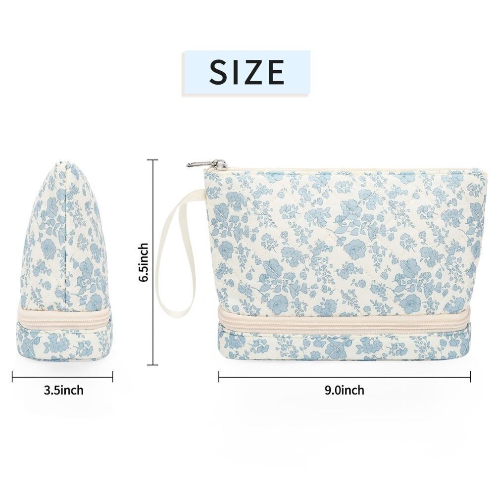 Small , 2 Layers Travel Make up Organizer Bag with Makeup Brush Holder, Portable - Picture 5 of 6
